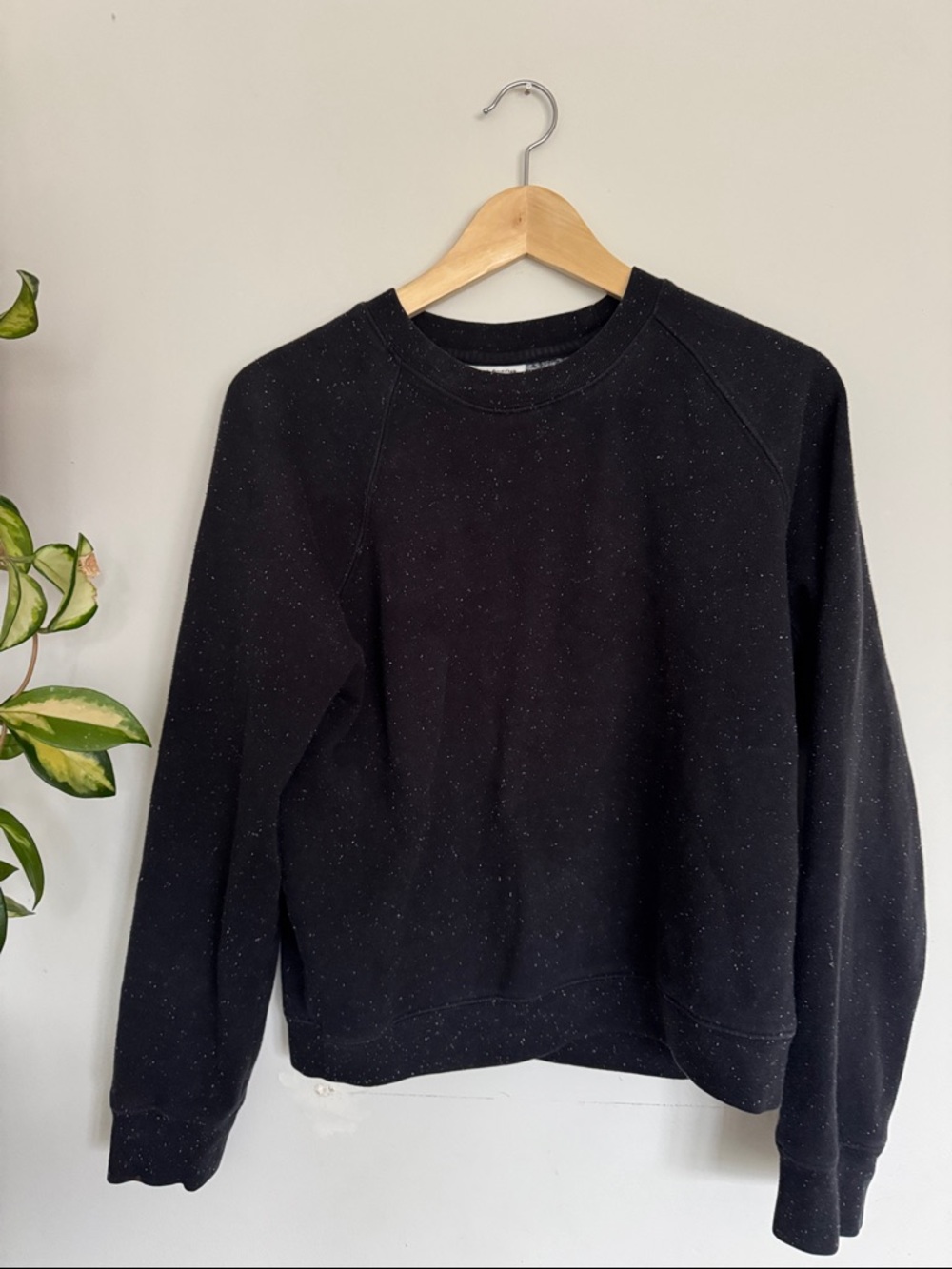Frank & Oak Black Speckled Crewneck Sweatshirt